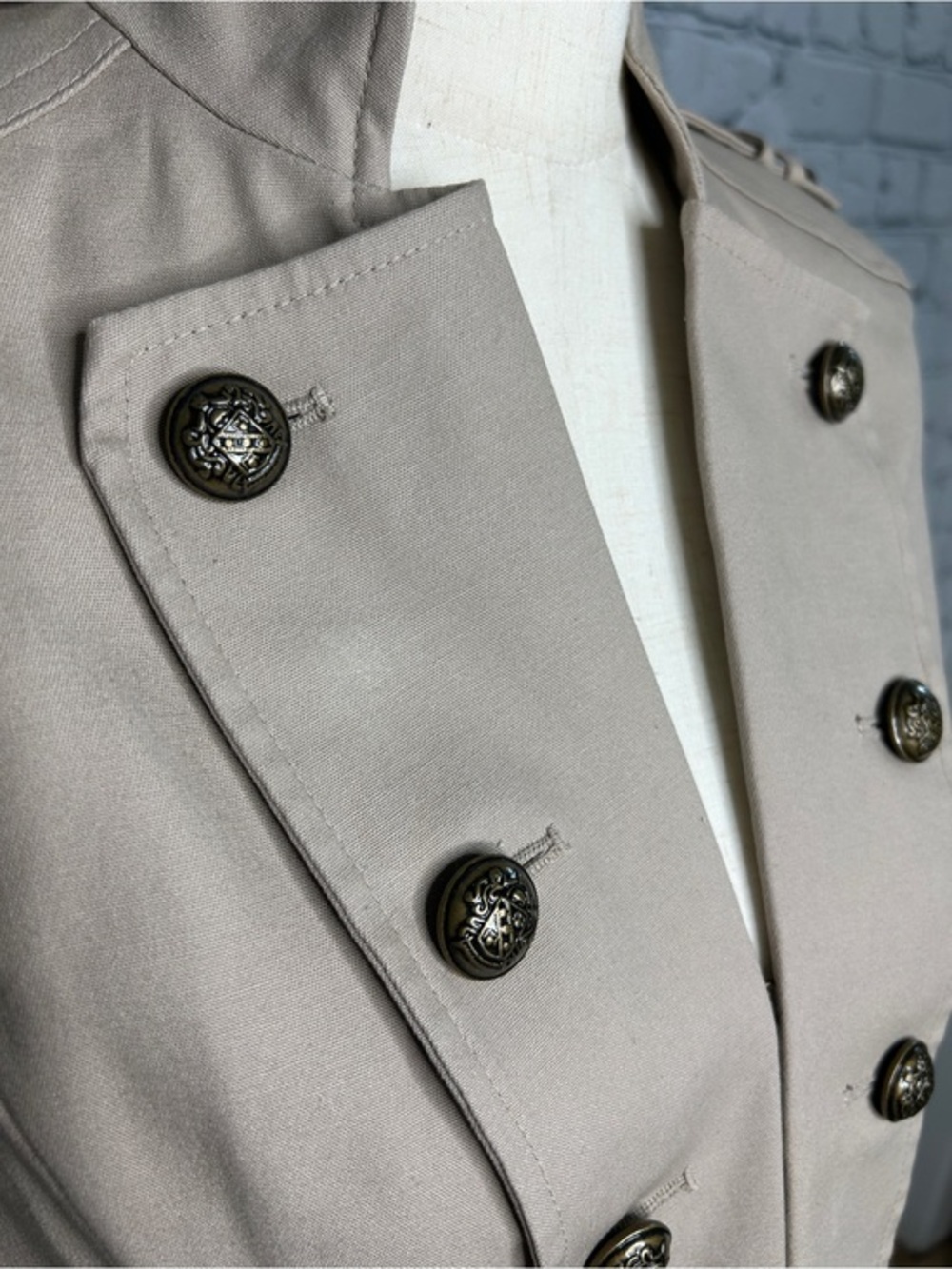 NWT Apostrophe Military Jacket Womens 6 Beige Double Breasted Blazer Utility - Picture 2 of 9